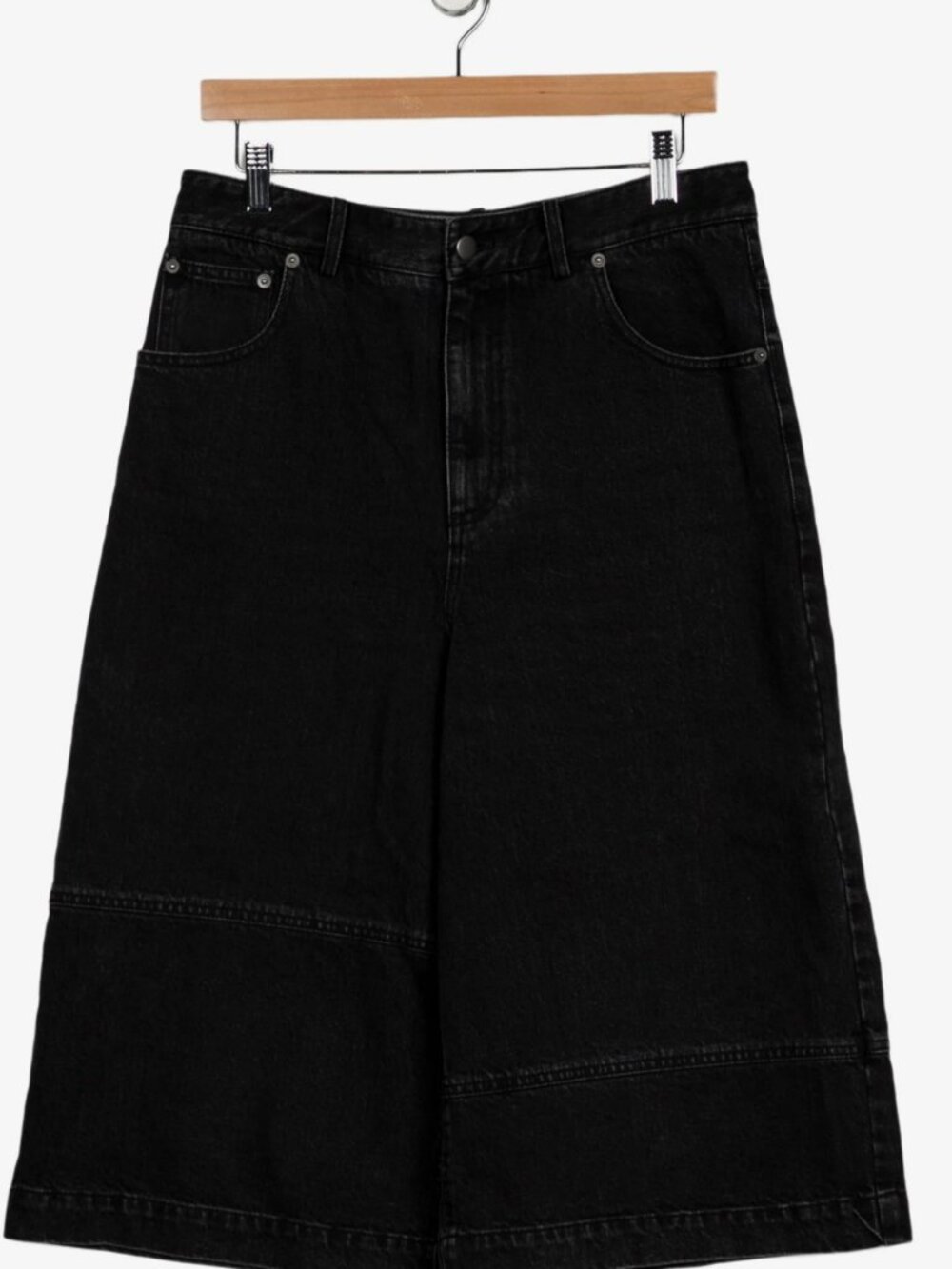 Tibi Black Denim Cargo Bermuda Shorts
